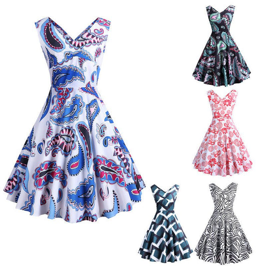 Retro Printed Maxi Sleeveless Dress Women | Luxury Home Accessories | Heulog Glow