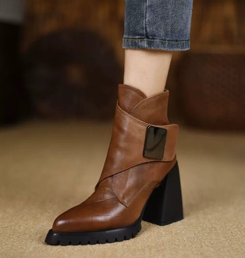 Retro Soft Sole Chunky Heel Ankle Boots For Women | Luxury Home Accessories | Heulog Glow