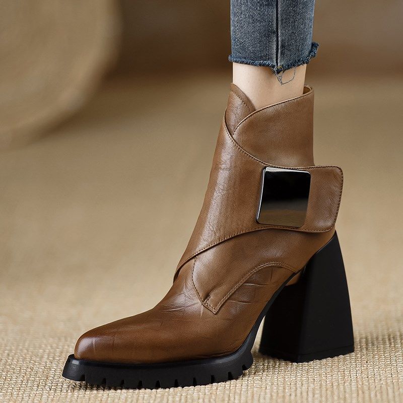 Retro Soft Sole Chunky Heel Ankle Boots For Women | Luxury Home Accessories | Heulog Glow