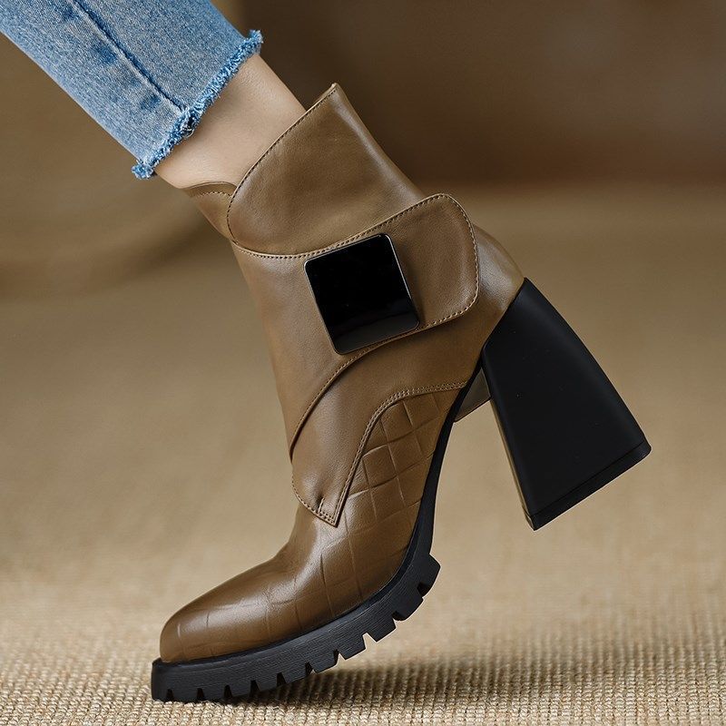 Retro Soft Sole Chunky Heel Ankle Boots For Women | Luxury Home Accessories | Heulog Glow