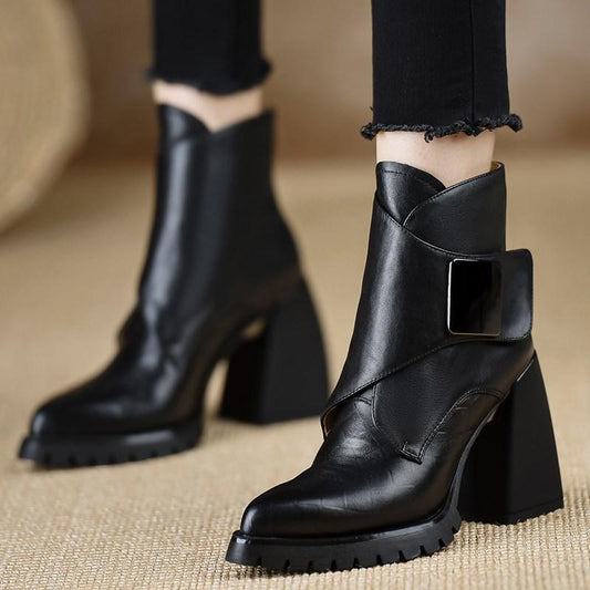 Retro Soft Sole Chunky Heel Ankle Boots For Women | Luxury Home Accessories | Heulog Glow