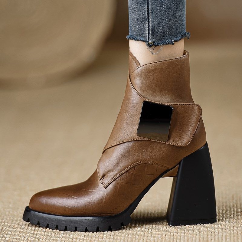 Retro Soft Sole Chunky Heel Ankle Boots For Women | Luxury Home Accessories | Heulog Glow