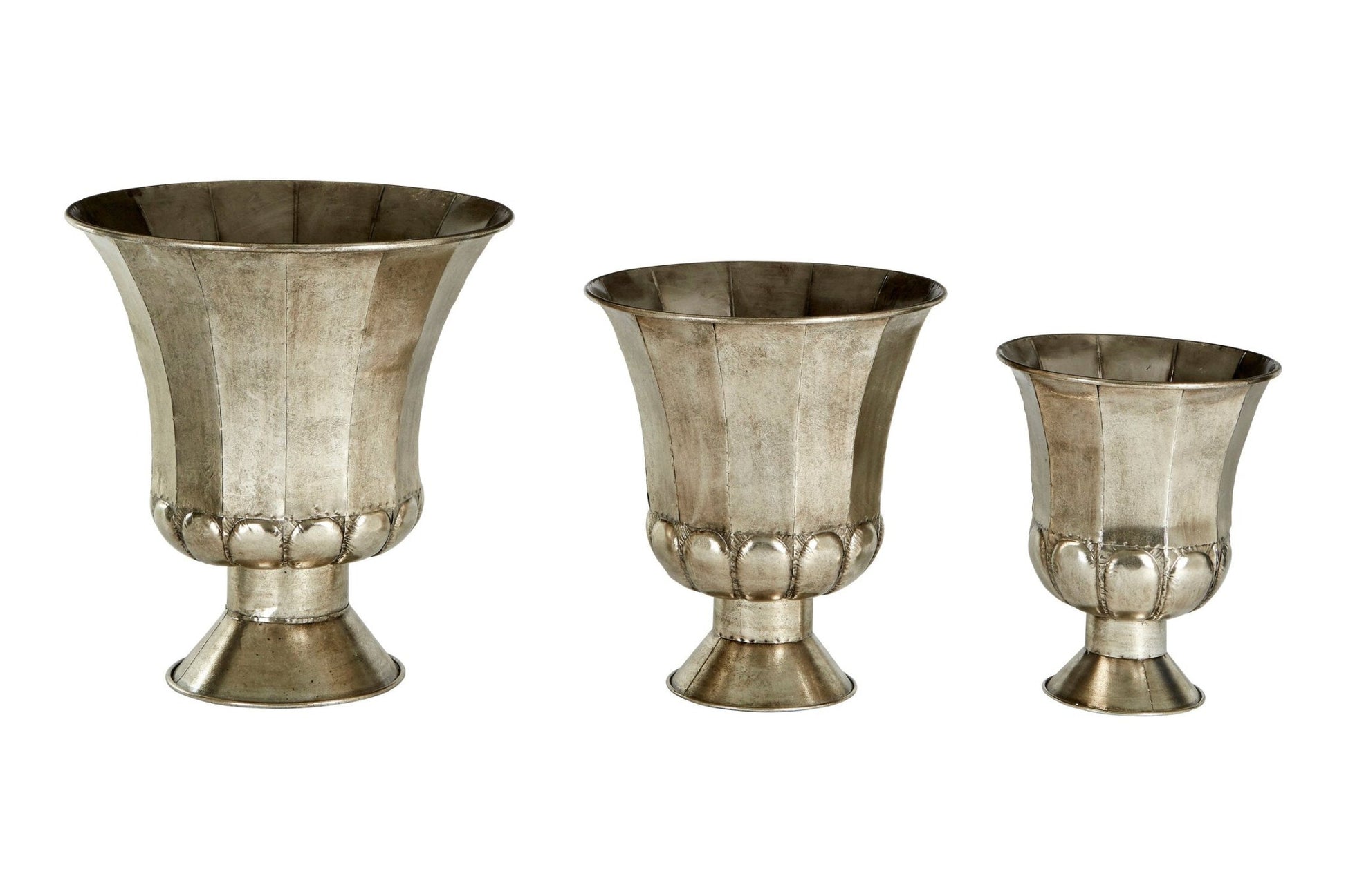 Reza Set of 3 Antique Silver Finish Planters | Luxury Home Accessories | Heulog Glow