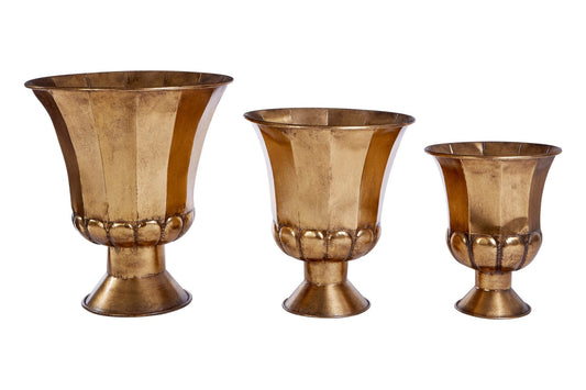 Reza Set of 3 Gold Finish Planters | Luxury Home Accessories | Heulog Glow