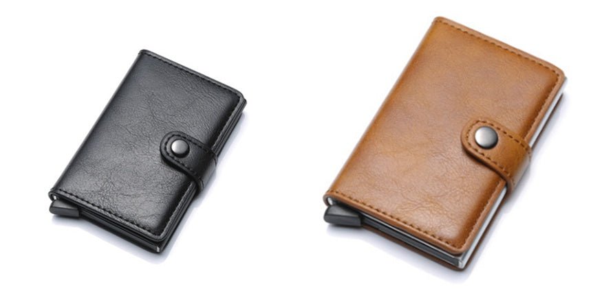 RFID Anti-theft Men Vintage Wallet Aluminum Metal Purse Leather Cover | Luxury Home Accessories | Heulog Glow