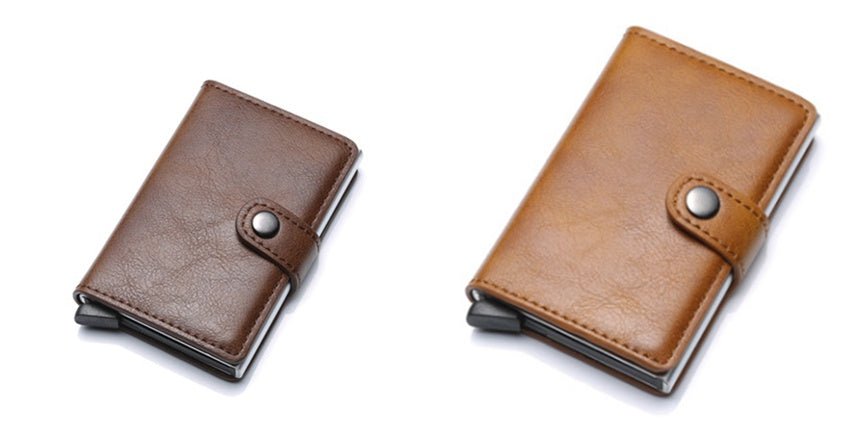 RFID Anti-theft Men Vintage Wallet Aluminum Metal Purse Leather Cover | Luxury Home Accessories | Heulog Glow