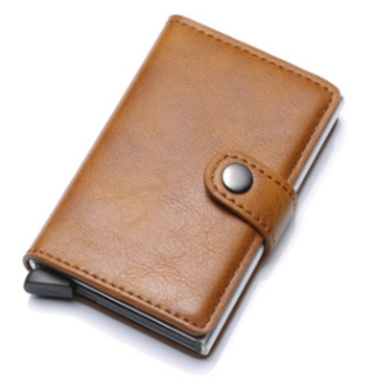 RFID Anti-theft Men Vintage Wallet Aluminum Metal Purse Leather Cover | Luxury Home Accessories | Heulog Glow