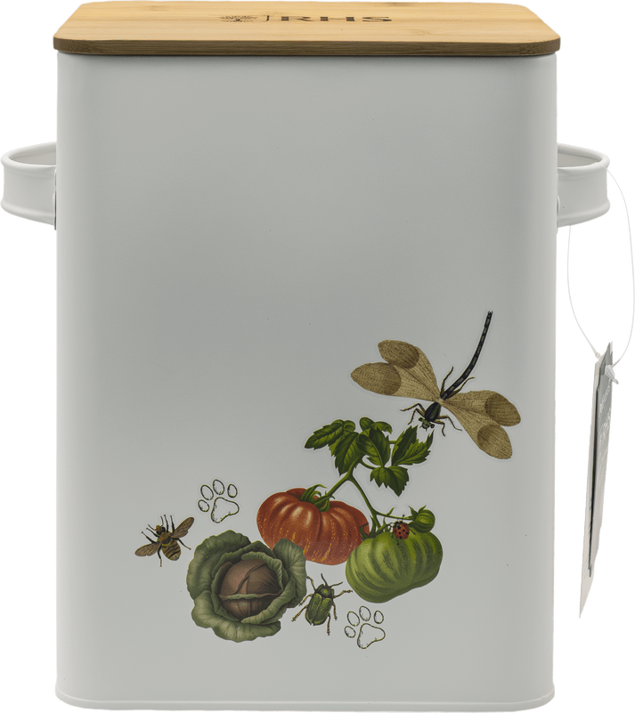 RHS Pets in the Garden Food Storage Tin & Scoop | Luxury Home Accessories | Heulog Glow