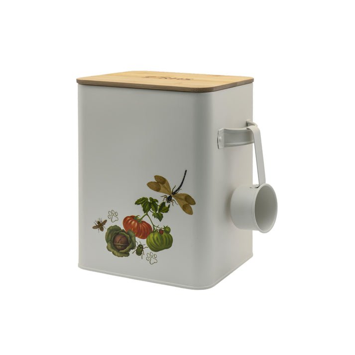RHS Pets in the Garden Food Storage Tin & Scoop | Luxury Home Accessories | Heulog Glow