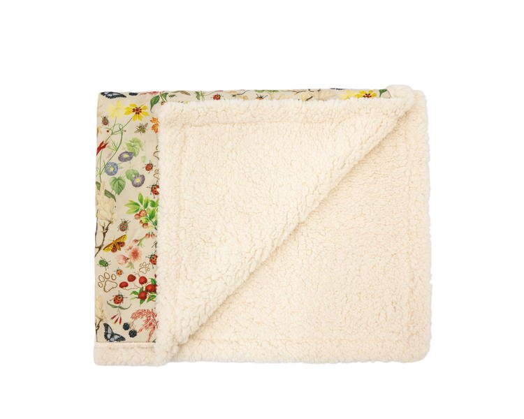 RHS Pets in the Garden Printed Sherpa Blanket | Luxury Home Accessories | Heulog Glow