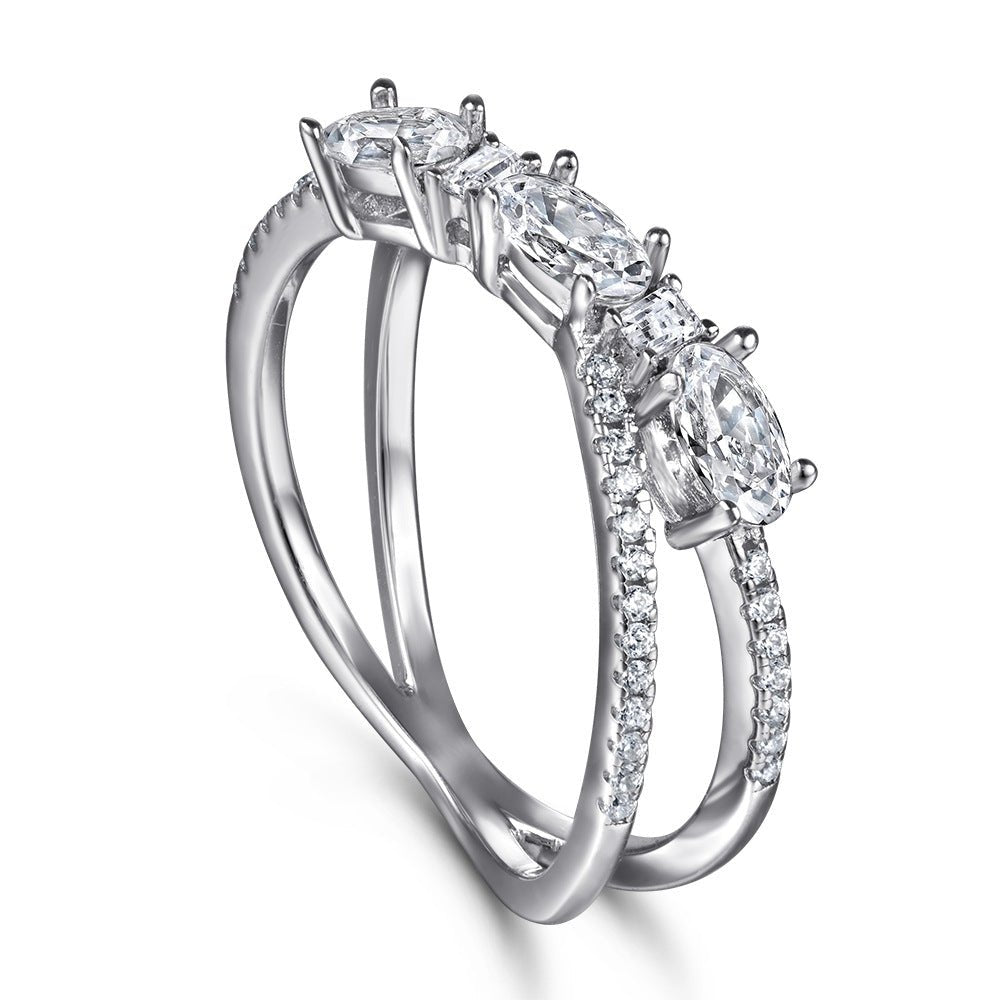 Rings 925 Silver Rotary Cross Denier Zircon Ring Women''s Wedding Engagement Ring | Luxury Home Accessories | Heulog Glow
