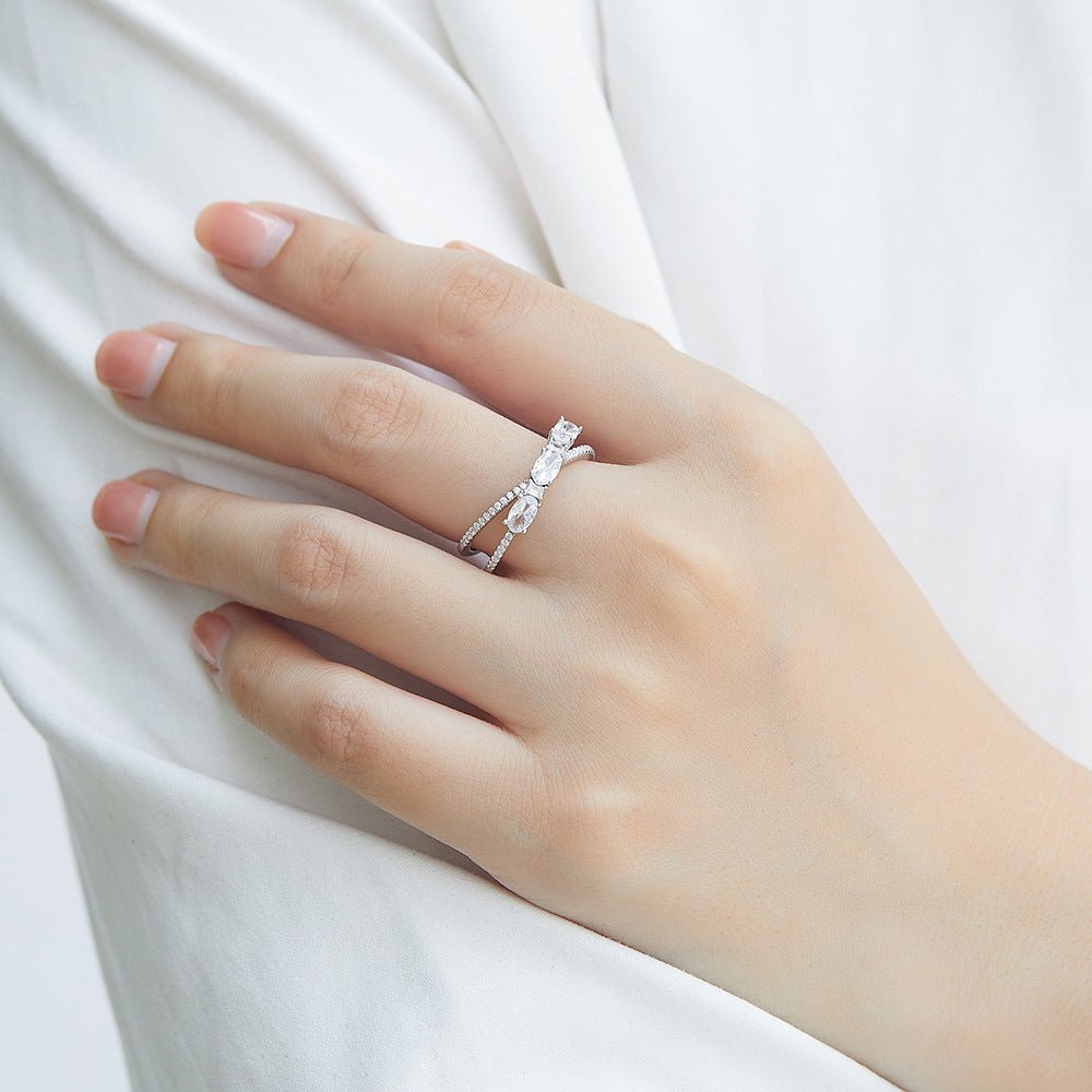Rings 925 Silver Rotary Cross Denier Zircon Ring Women''s Wedding Engagement Ring | Luxury Home Accessories | Heulog Glow