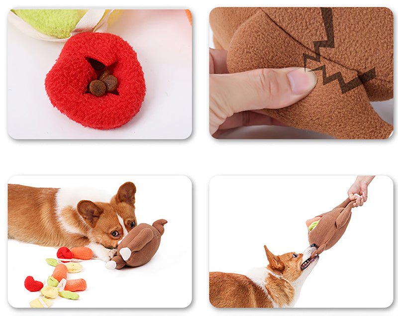 Roast Turkey Vegetable Sniff Hide Food Leakage Training Play Plush Toy | Luxury Home Accessories | Heulog Glow