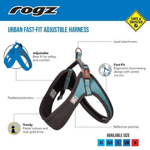 Rogz URBAN Adj Fast-Fit Harness Turquoise Moon | Luxury Home Accessories | Heulog Glow