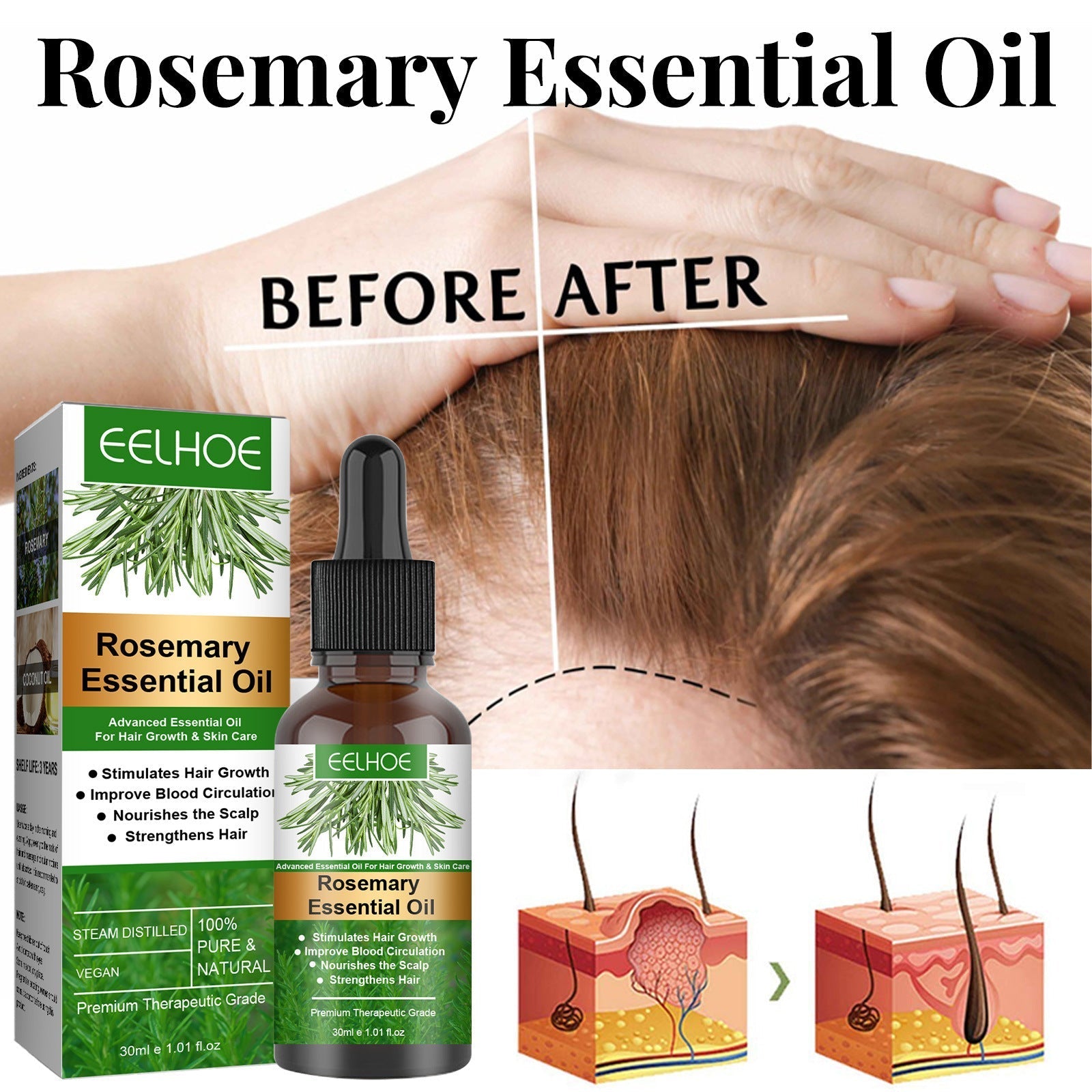 Rosemary Anti-Breakage Nourishing Hair Care Oil | Luxury Home Accessories | Heulog Glow