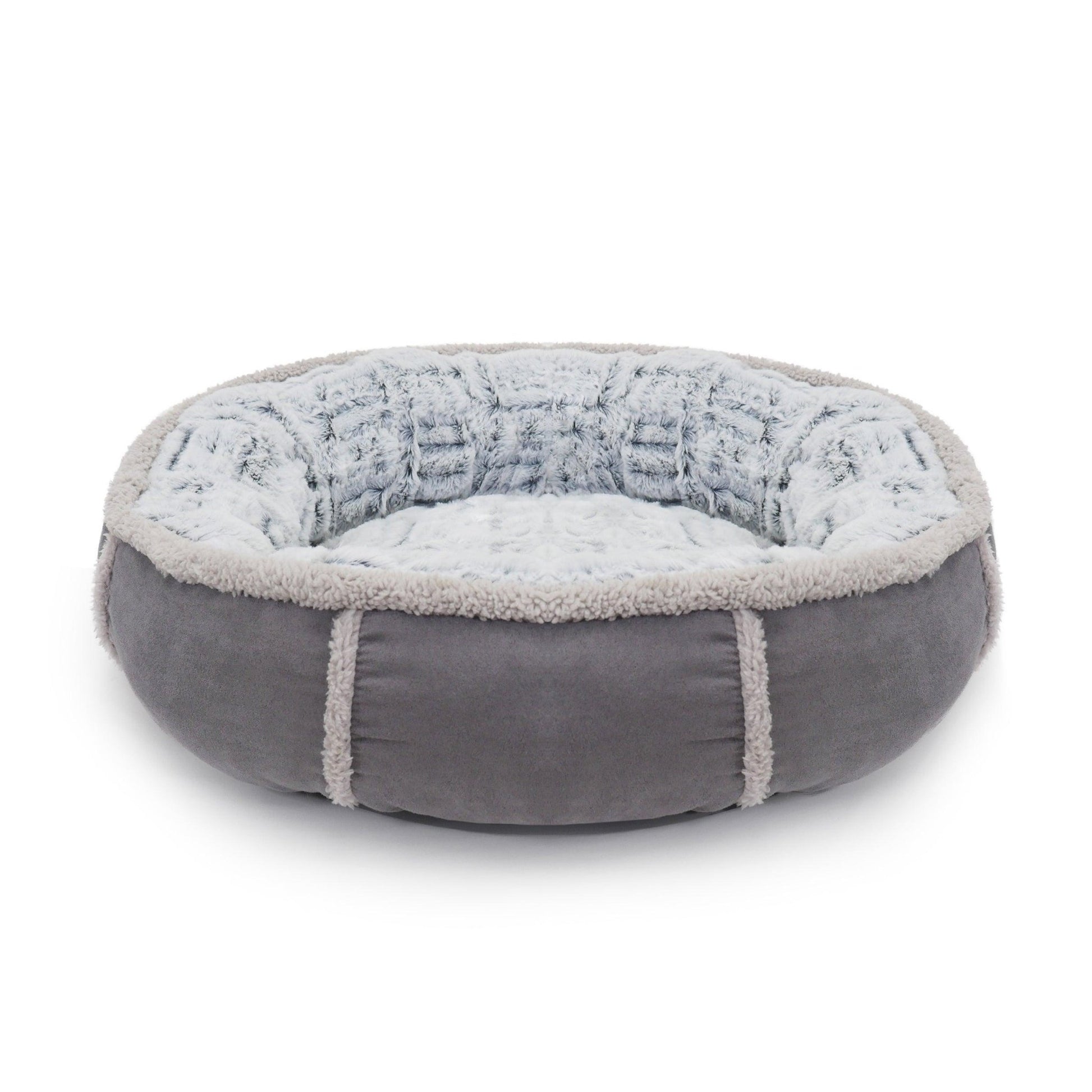 Rosewood Deep Plush Oval Grey Donut Bed | Luxury Home Accessories | Heulog Glow