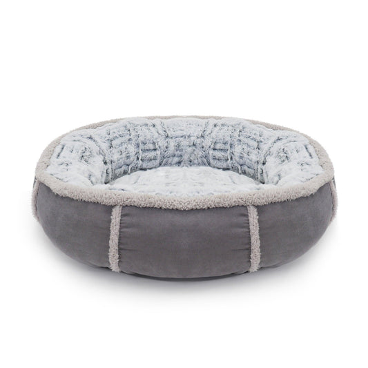 Rosewood Deep Plush Oval Grey Donut Bed | Luxury Home Accessories | Heulog Glow