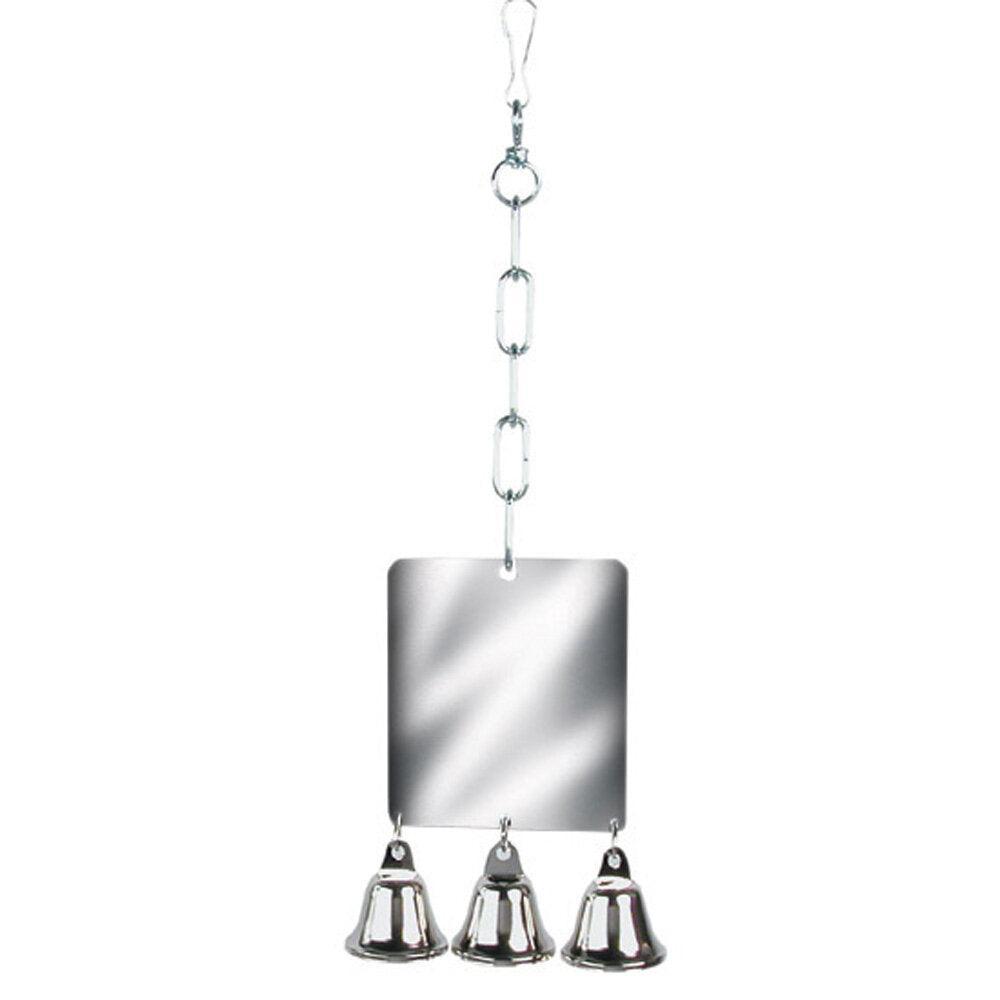 Rosewood Parrot Toy Giant Mirror & Bell | Luxury Home Accessories | Heulog Glow