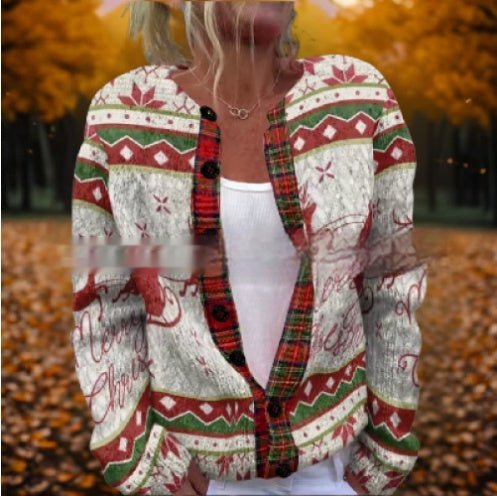 Round Neck Sweater Christmas Button Cardigan Long Sleeve Sweater | Luxury Home Accessories | Heulog Glow