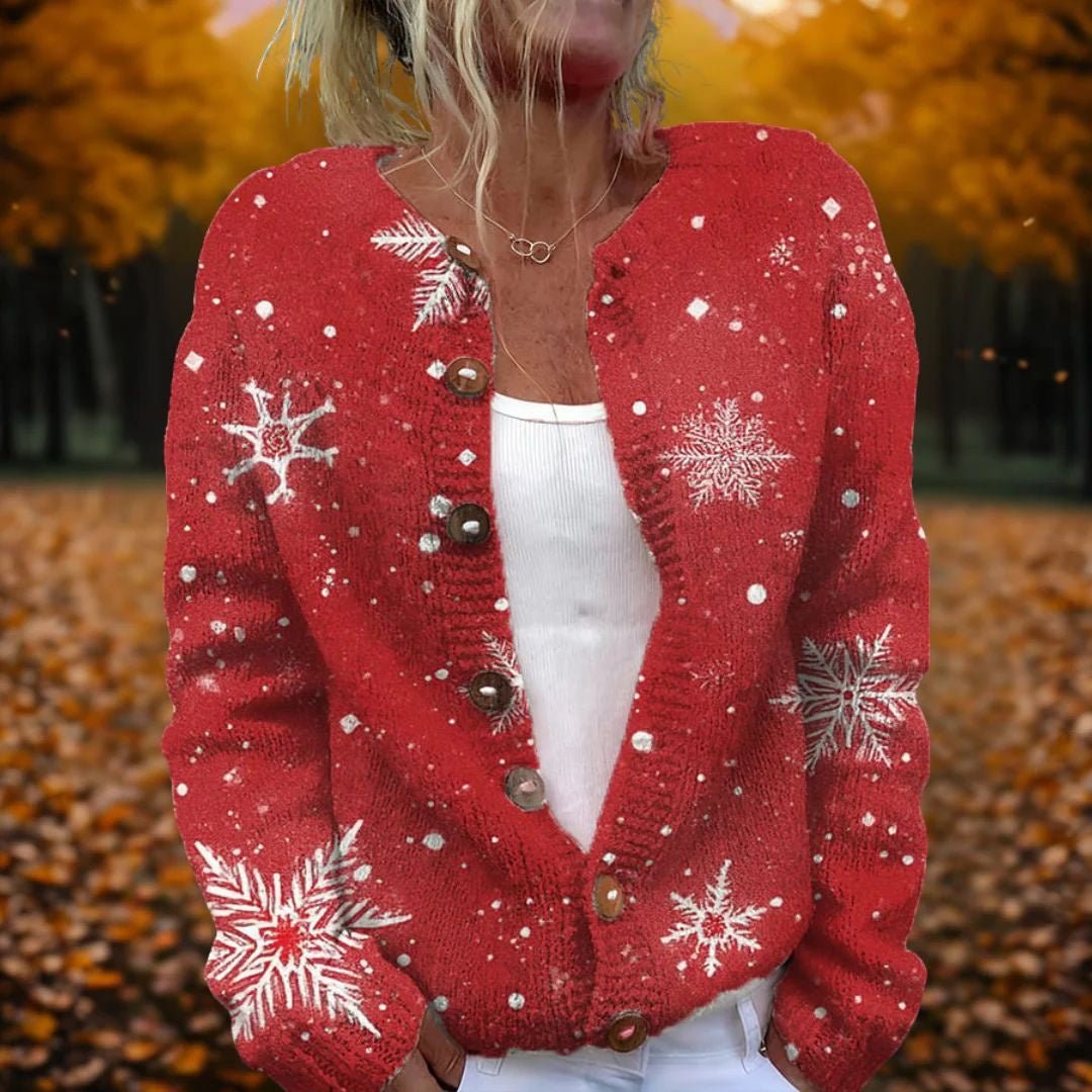 Round Neck Sweater Christmas Button Cardigan Long Sleeve Sweater | Luxury Home Accessories | Heulog Glow