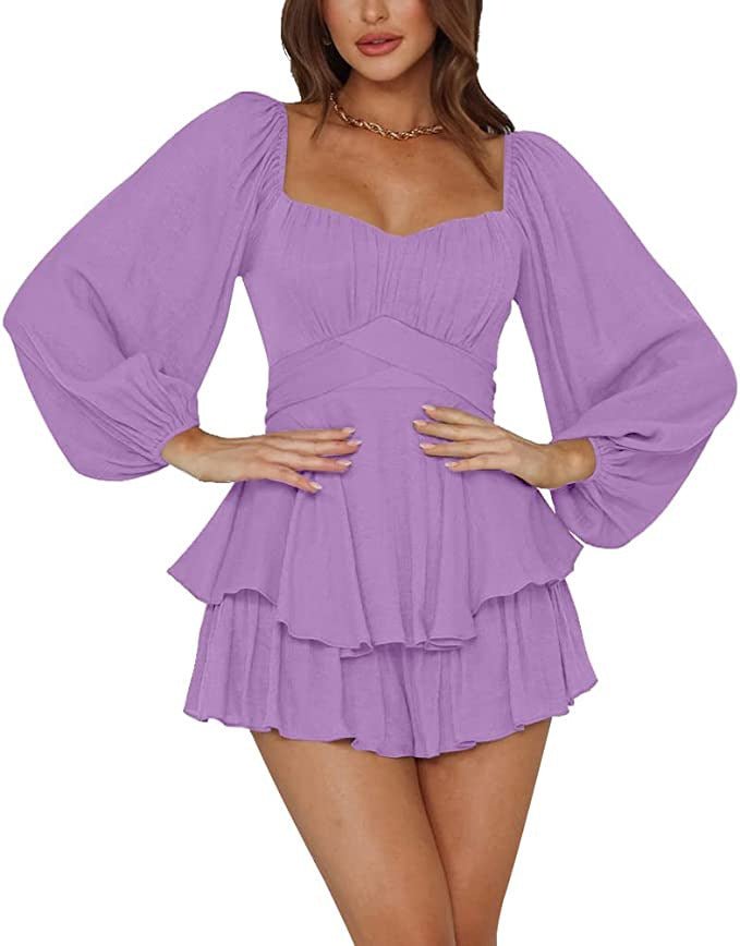 Ruffled Jumpsuit Women's Summer Lantern Long Sleeve Casual Culotte | Luxury Home Accessories | Heulog Glow