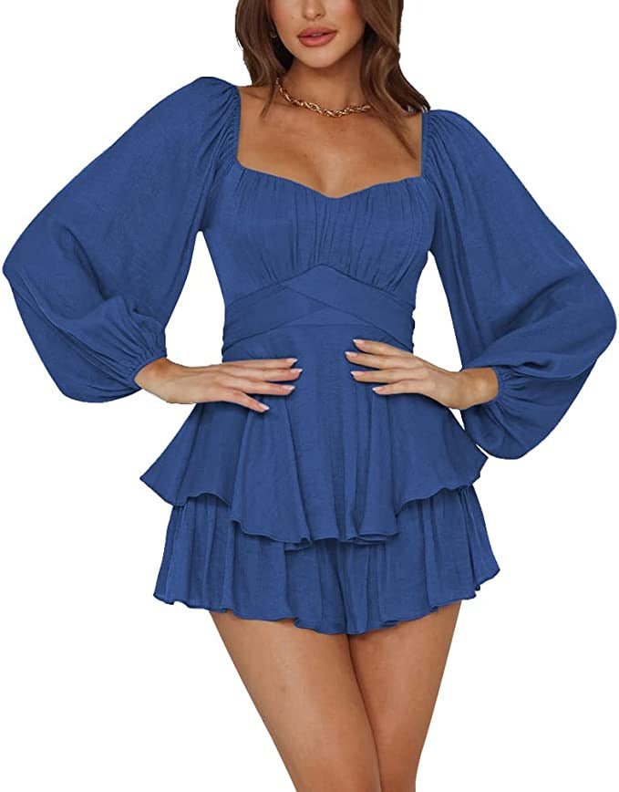 Ruffled Jumpsuit Women's Summer Lantern Long Sleeve Casual Culotte | Luxury Home Accessories | Heulog Glow