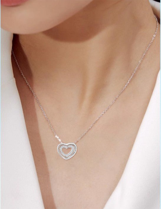 S925 Sterling Silver Heart To Heart Pendant Necklace | Luxury Home Accessories | Heulog Glow