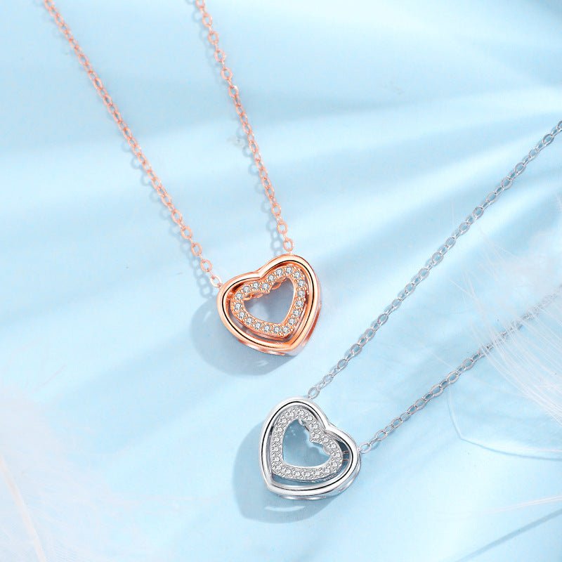 S925 Sterling Silver Heart To Heart Pendant Necklace | Luxury Home Accessories | Heulog Glow