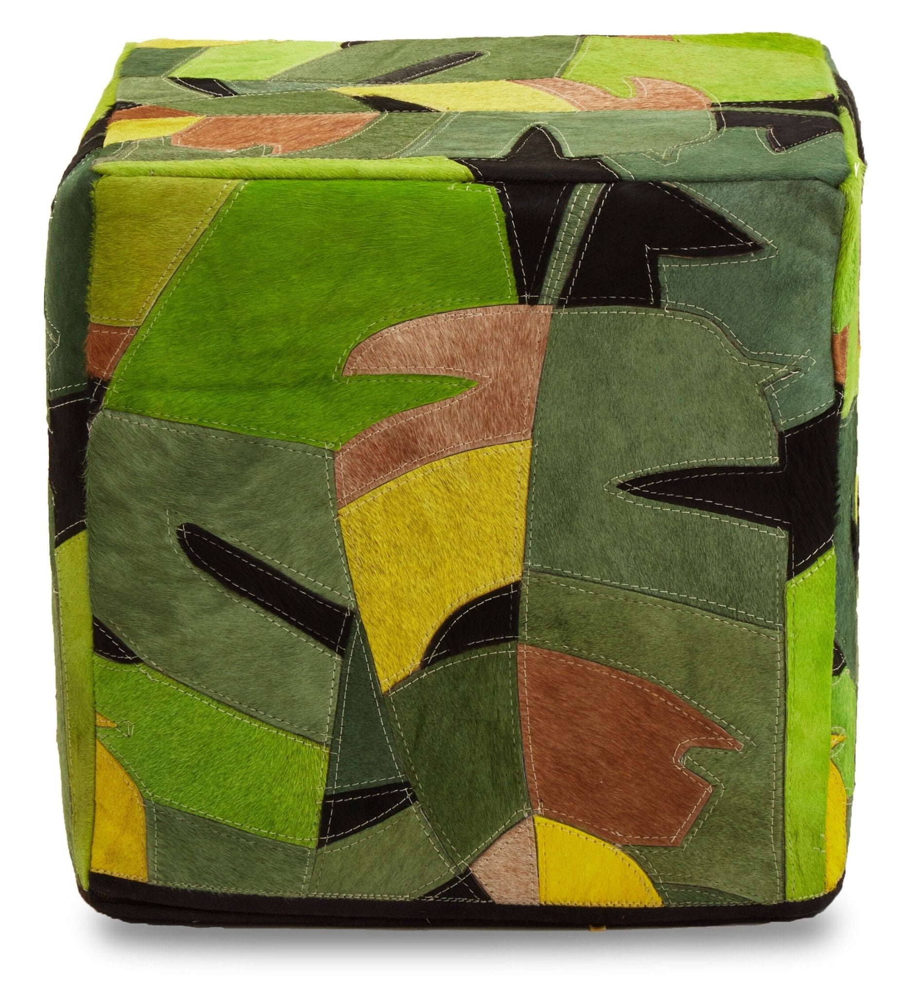 Safira Botanical Leather Pouffe | Luxury Home Accessories | Heulog Glow