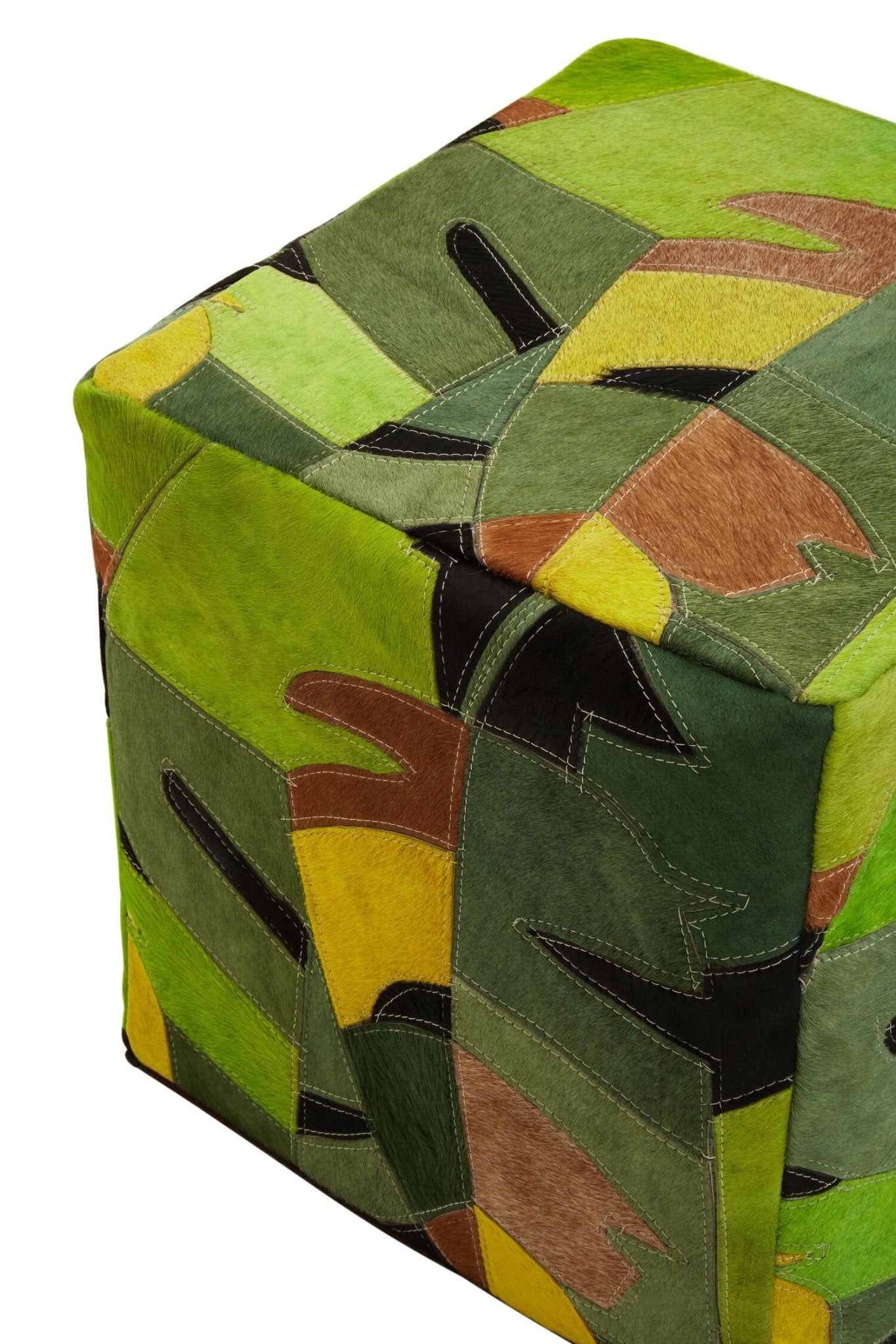 Safira Botanical Leather Pouffe | Luxury Home Accessories | Heulog Glow