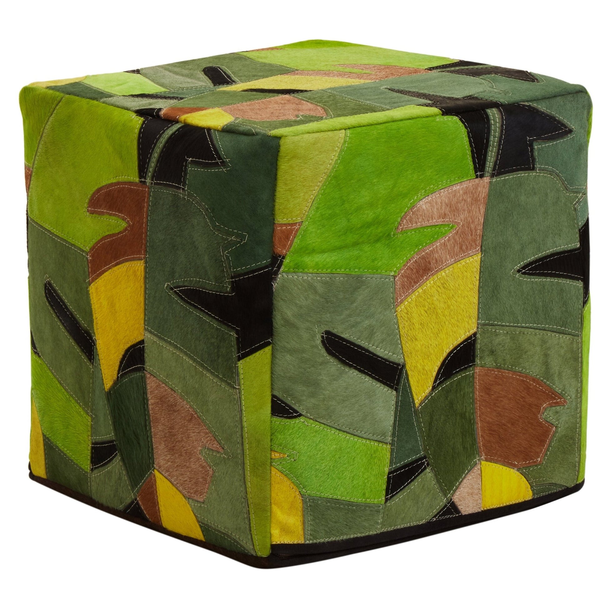 Safira Botanical Leather Pouffe | Luxury Home Accessories | Heulog Glow