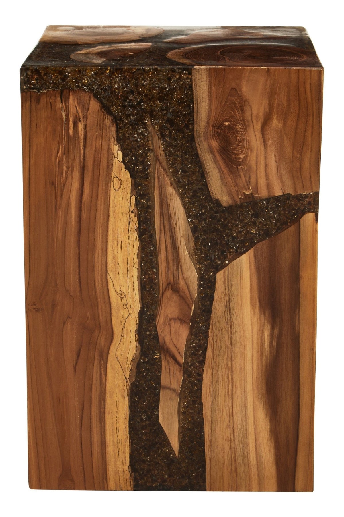Sakra Resin and Teak Wood Side Table and Stool | Luxury Home Accessories | Heulog Glow