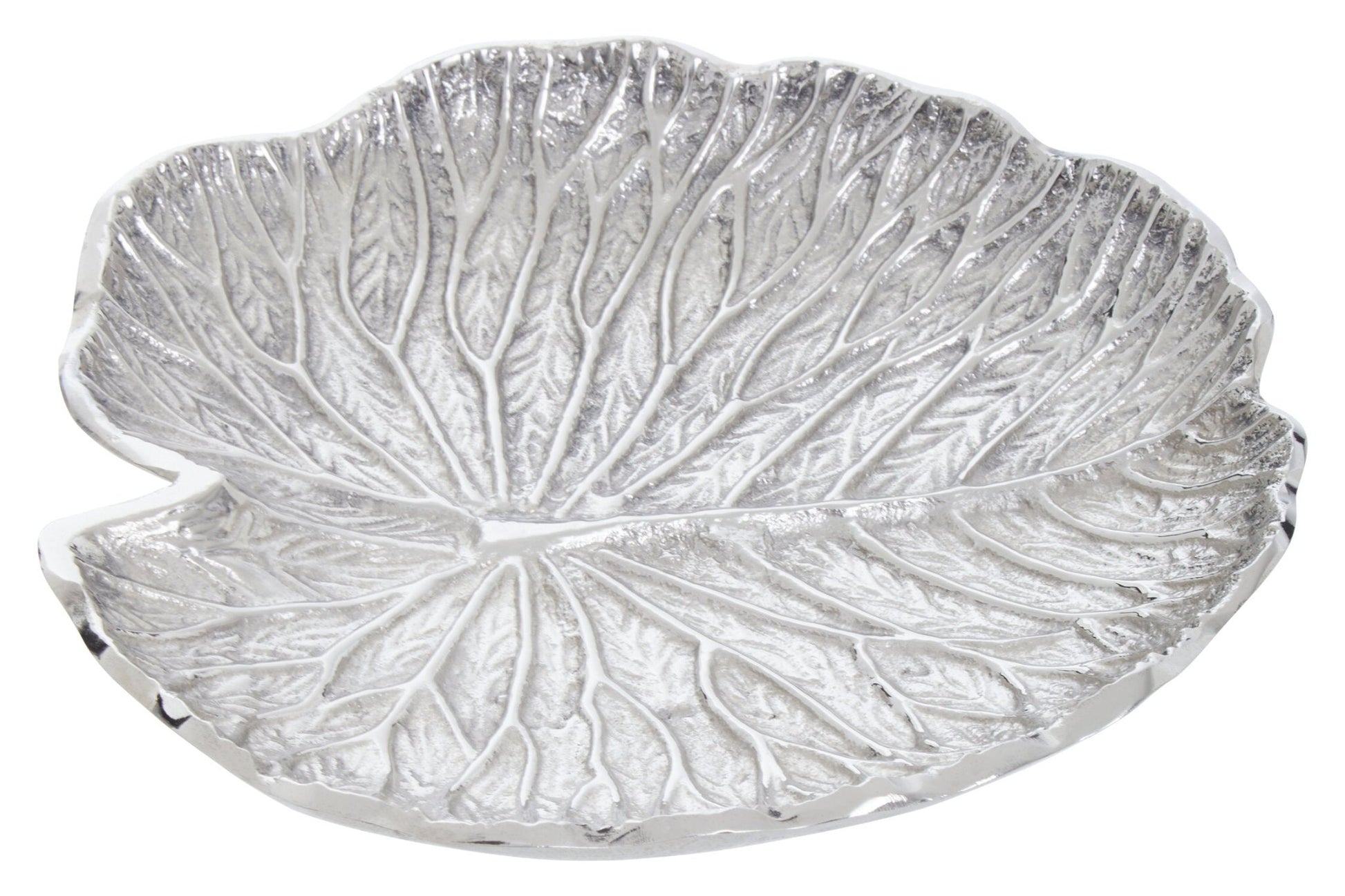 Salma Small Silver Finish Lotus Leaf Plate. | Luxury Home Accessories | Heulog Glow
