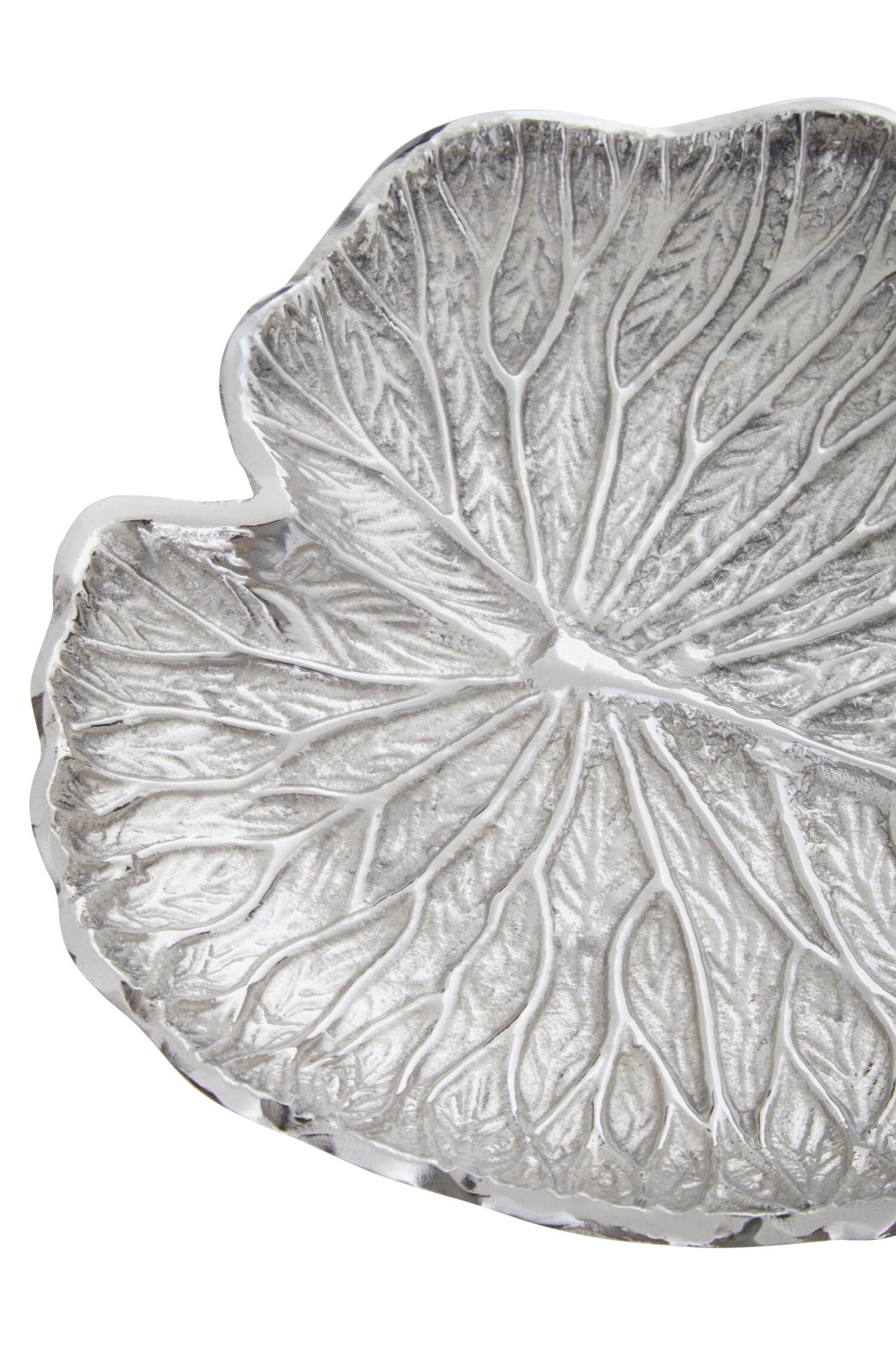 Salma Small Silver Finish Lotus Leaf Plate. | Luxury Home Accessories | Heulog Glow