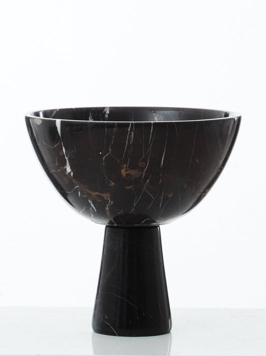 Salmo Large Black Marble Pedestal Bowl | Luxury Home Accessories | Heulog Glow