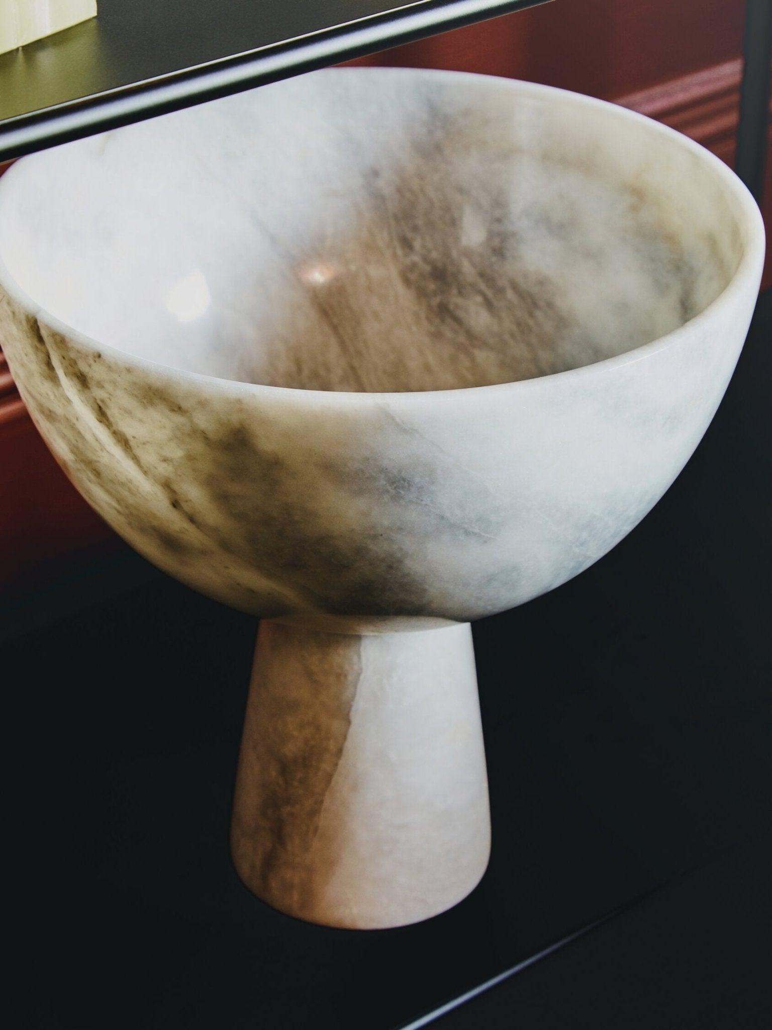 Salmo Large White Marble Pedestal Bowl | Luxury Home Accessories | Heulog Glow