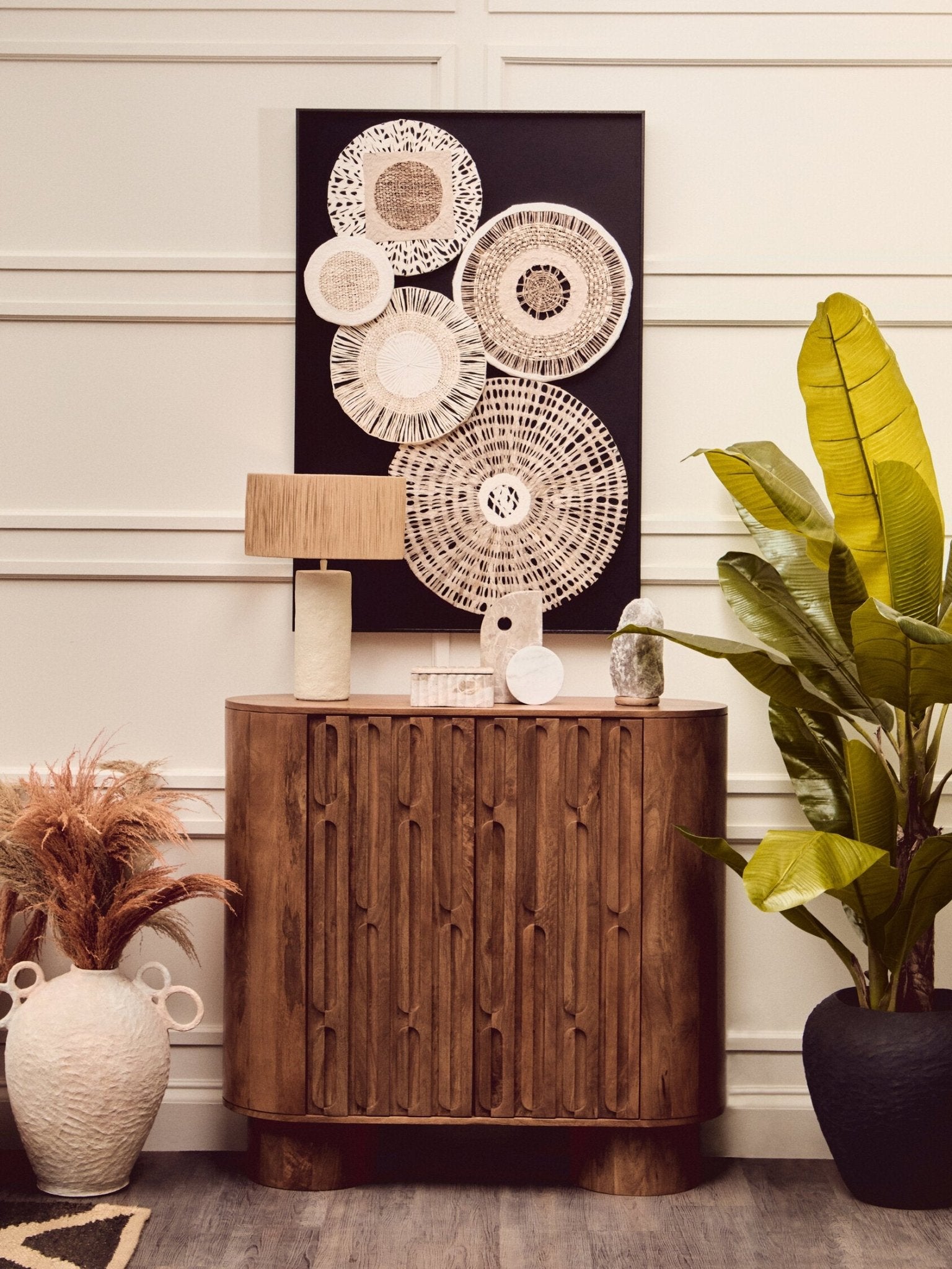 Sanai Cotton Mache Large Black Planter | Luxury Home Accessories | Heulog Glow