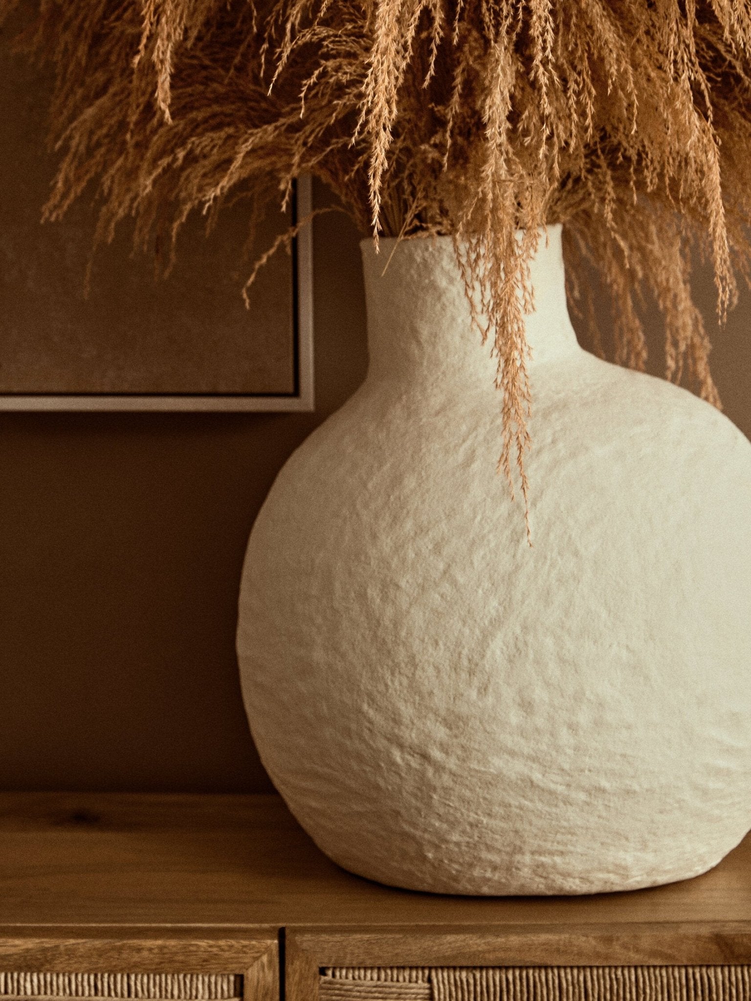 Sanai Cotton Mache Large Cream Vase | Luxury Home Accessories | Heulog Glow