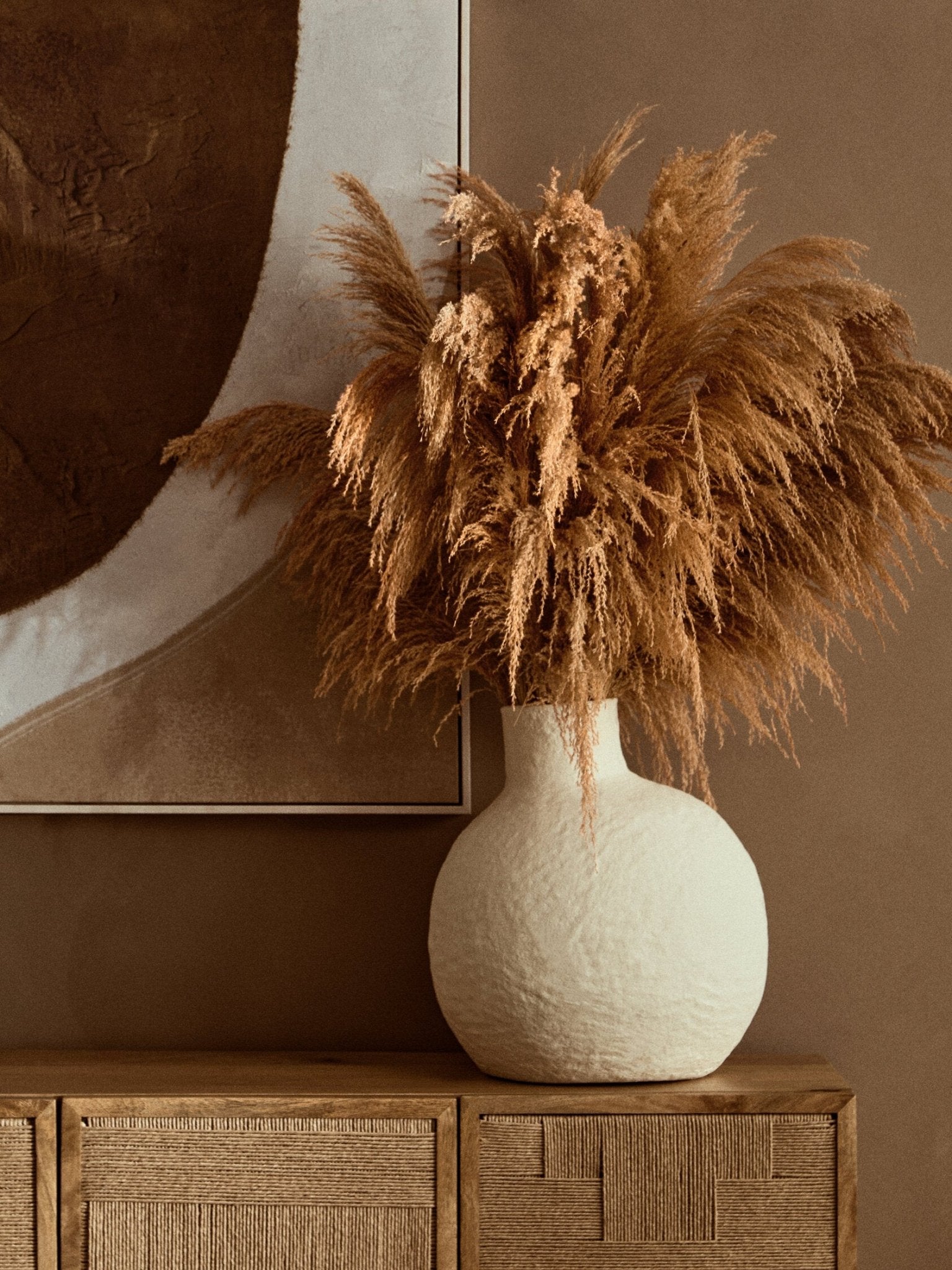 Sanai Cotton Mache Large Cream Vase | Luxury Home Accessories | Heulog Glow