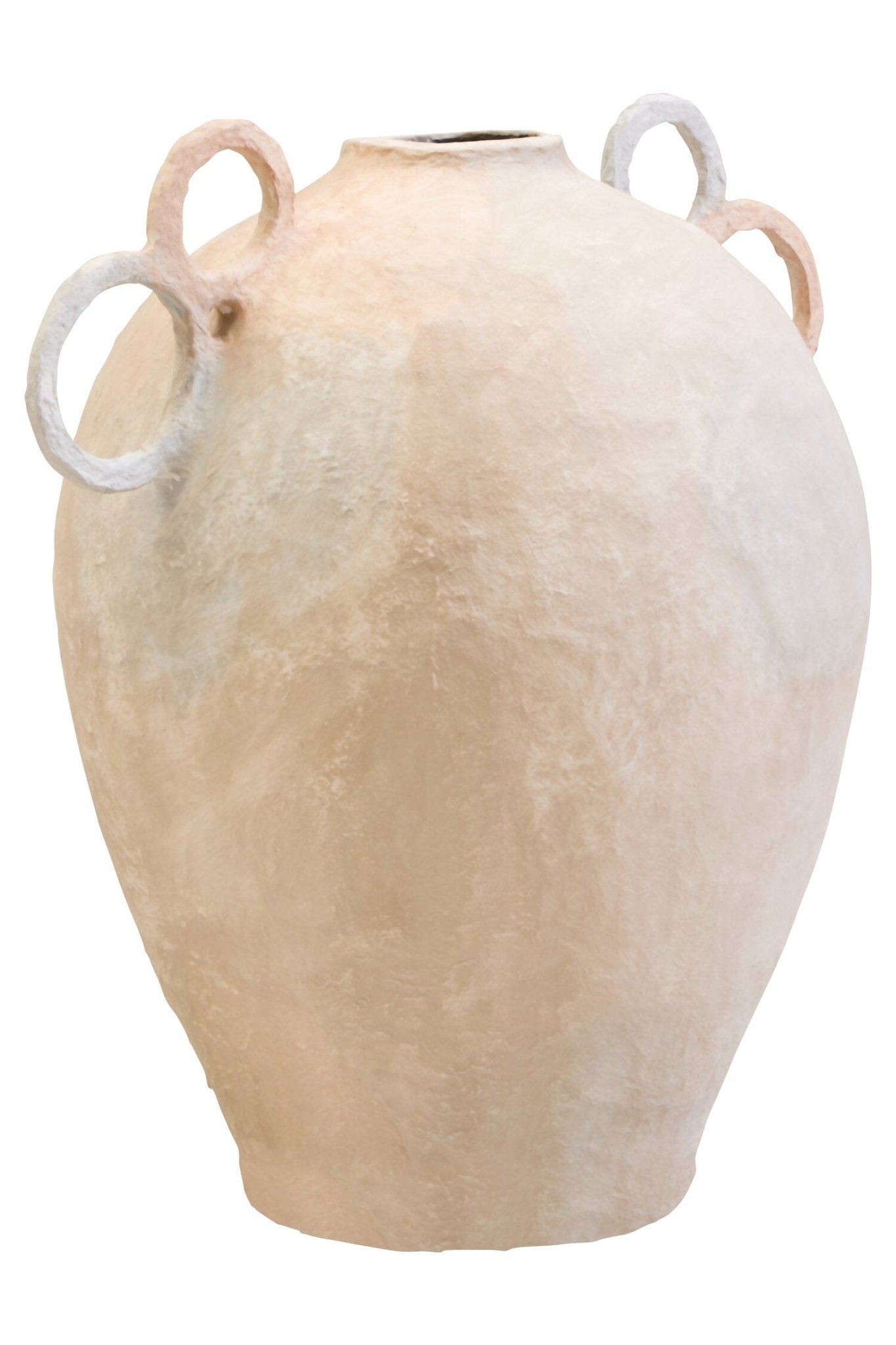 Sanai Cotton Mache Large Vase With Decorative Handles | Luxury Home Accessories | Heulog Glow