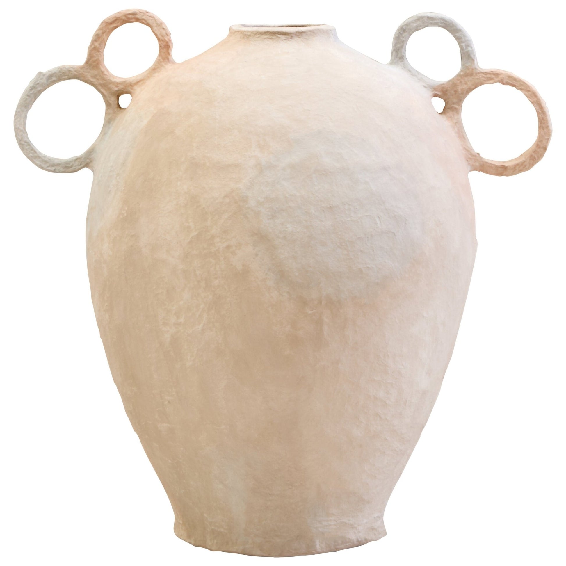 Sanai Cotton Mache Large Vase With Decorative Handles | Luxury Home Accessories | Heulog Glow