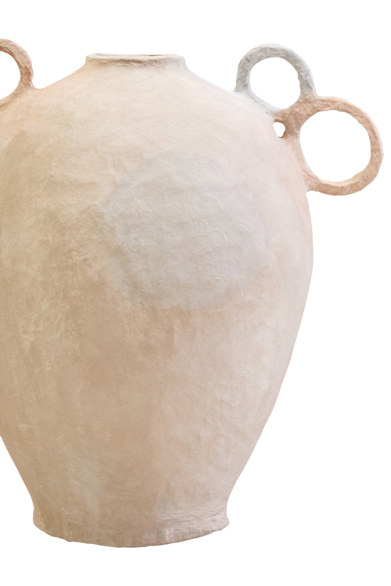 Sanai Cotton Mache Large Vase With Decorative Handles | Luxury Home Accessories | Heulog Glow