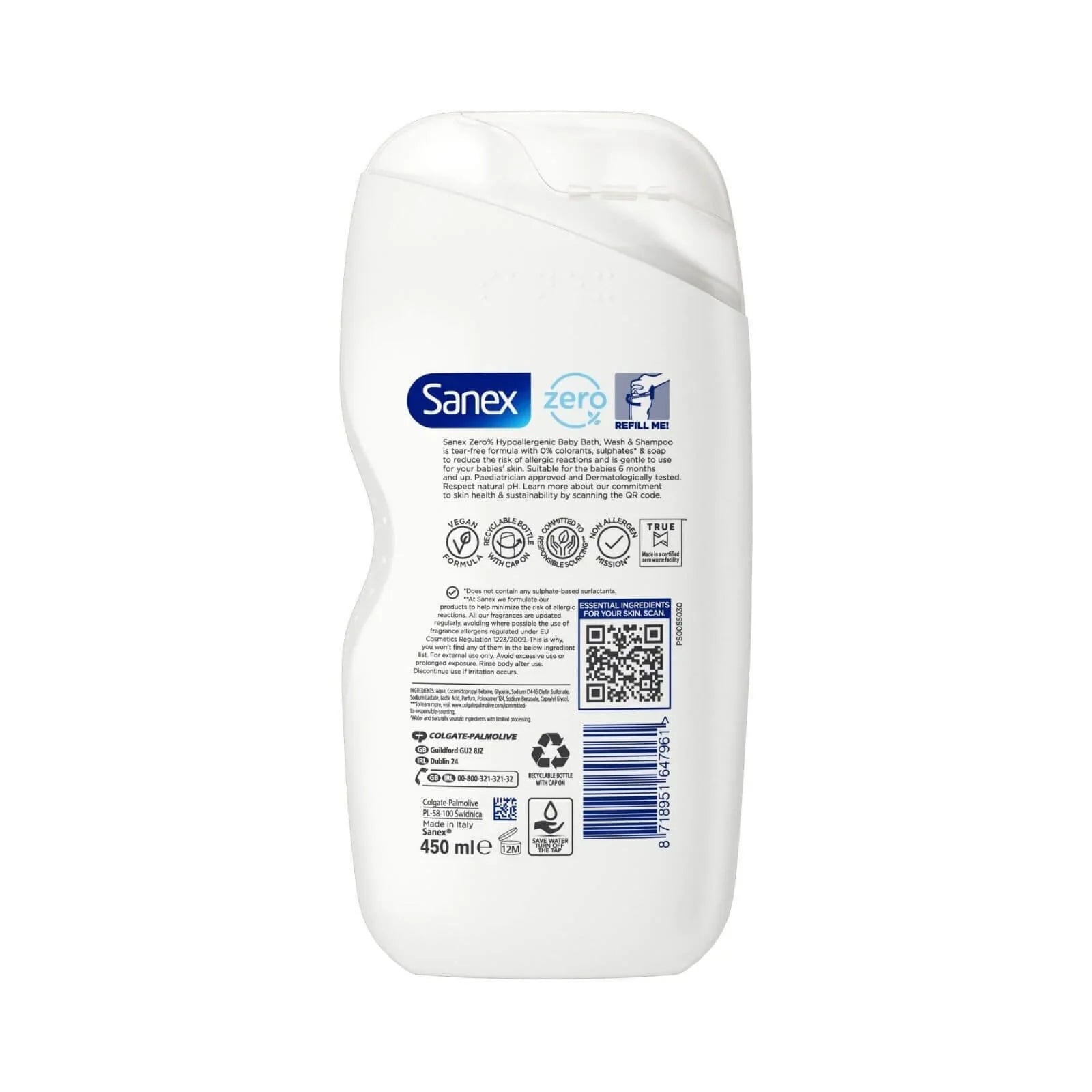 Sanex Baby Wash Zero% Baby Nourish 450ml | Luxury Home Accessories | Heulog Glow
