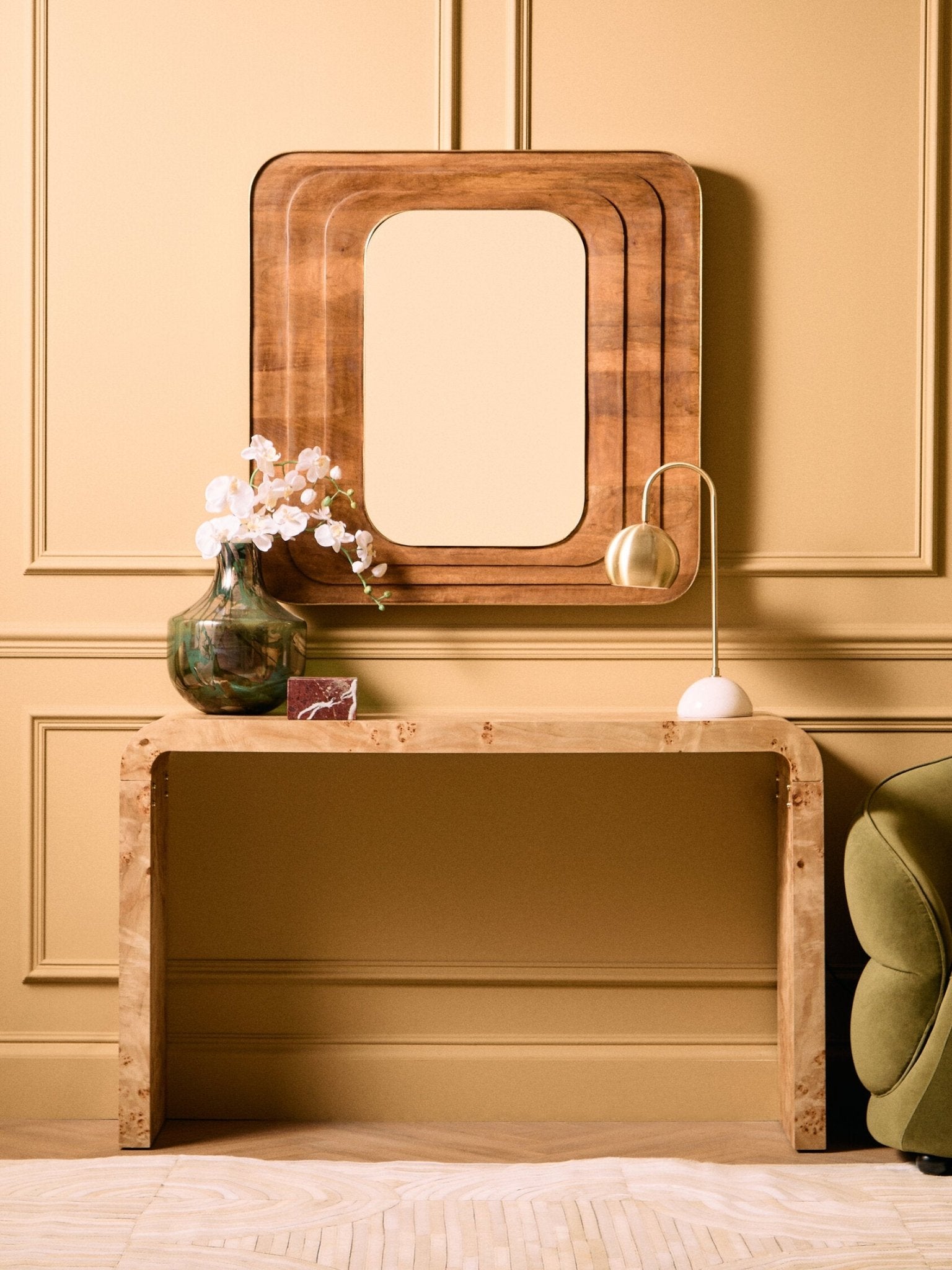 Sangar Mango Wood Carved Wall Mirror | Luxury Home Accessories | Heulog Glow