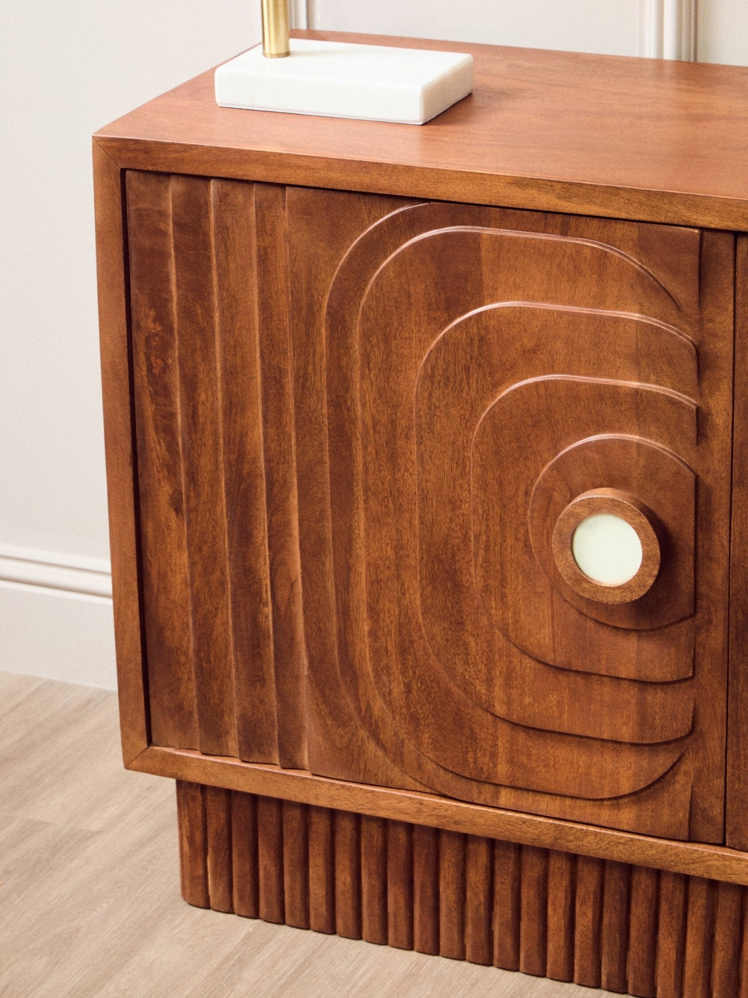 Sangar Two Door Mango Wood Carved Sideboard | Luxury Home Accessories | Heulog Glow