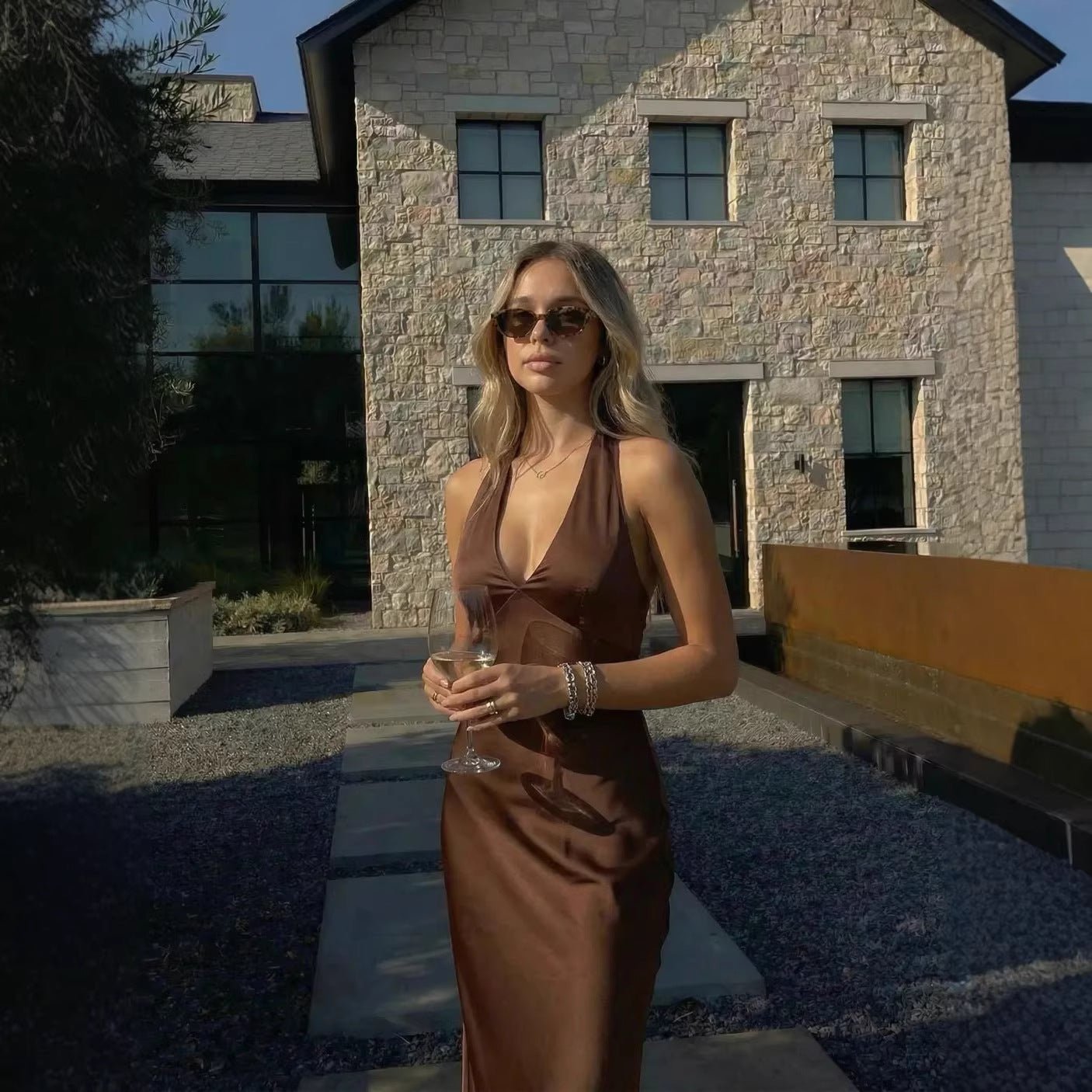 Satin V-neck Backless Bow-tied Mermaid Long Dress | Luxury Home Accessories | Heulog Glow