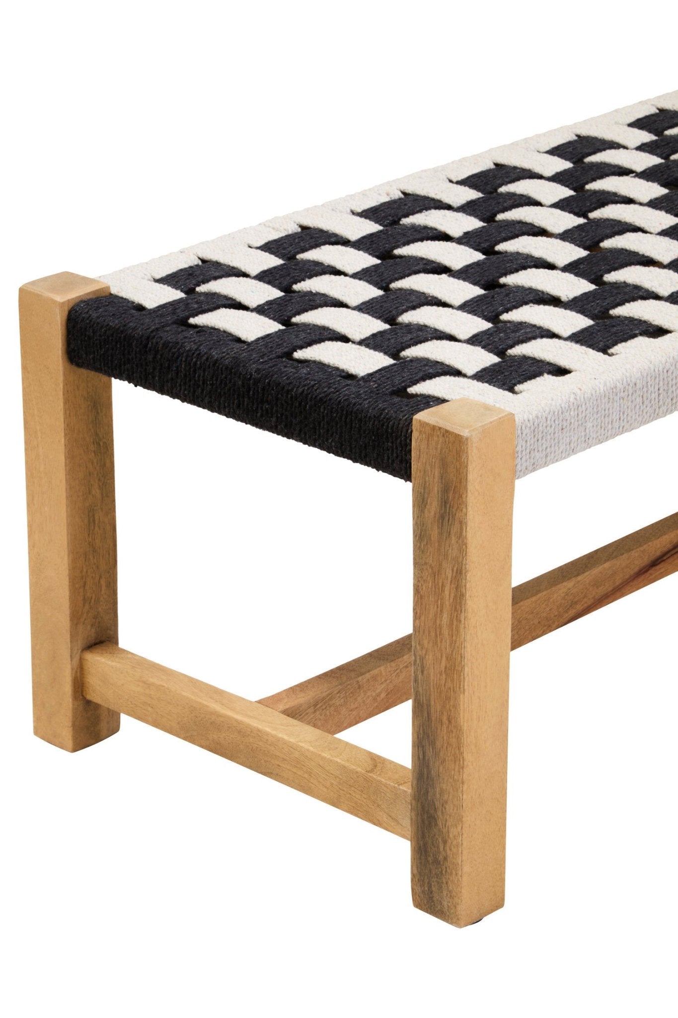 Satna Black And White Jute Bench | Luxury Home Accessories | Heulog Glow