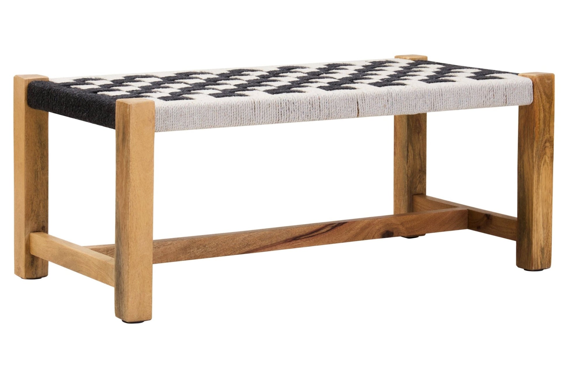 Satna Black And White Jute Bench | Luxury Home Accessories | Heulog Glow