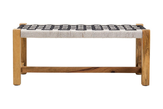 Satna Black And White Jute Bench | Luxury Home Accessories | Heulog Glow