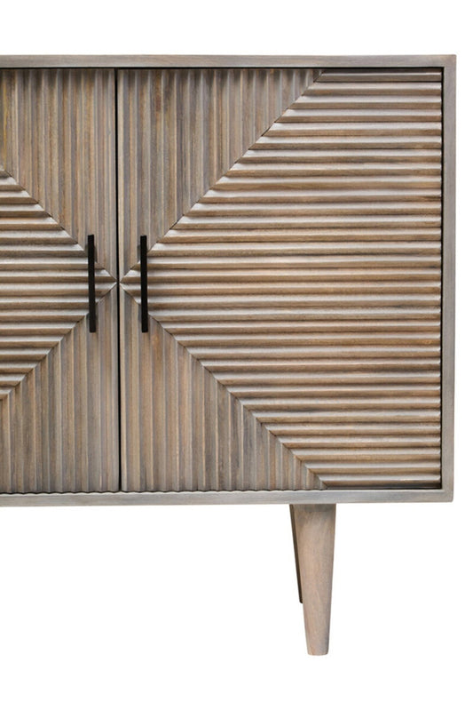 Satna Two Door Greywash Carved Mango Wood Sideboard | Luxury Home Accessories | Heulog Glow